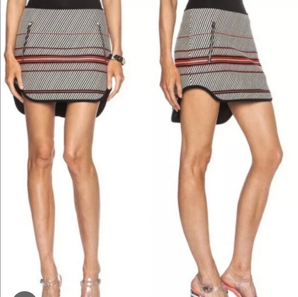 rag & bone Black and Red Striped Skater Skirt